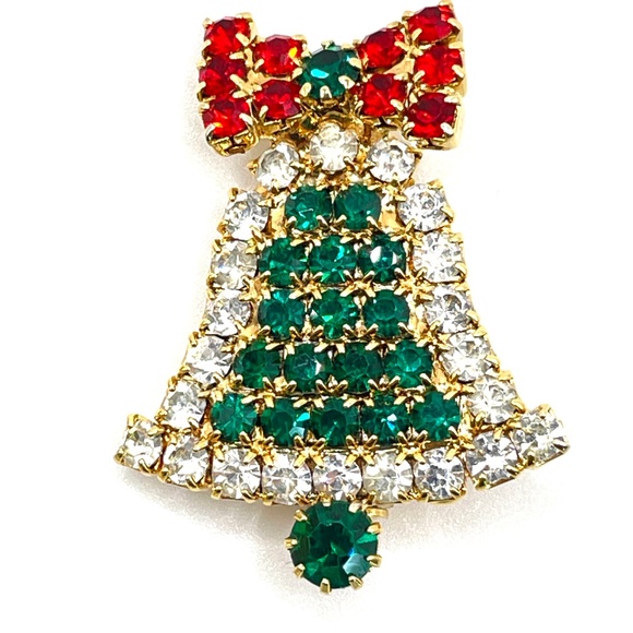 Vintage Unsigned Christmas Bell Candle Dainty Wreath Pins Brooches Lot of 3 - Picture 2 of 6